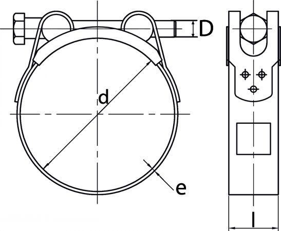 Collier de serrage Tourillon W4 - Inox Diam. 80-85