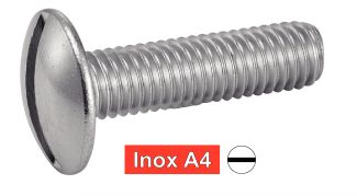 Vis à métaux poelier fendue inox A4 / Slotted mushroom head machine screws