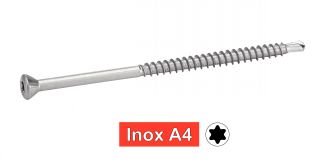 Vis de parquet tête fraisée six lobes inox A4 / Six lobe chipboard screws with self-drilling point